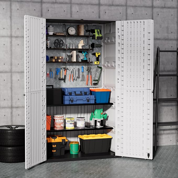ZZM Resin Outdoor Storage Shed, 67 Cu.ft Vertical Resin Tool 4x6 FT Cabinet w/o - Image 4