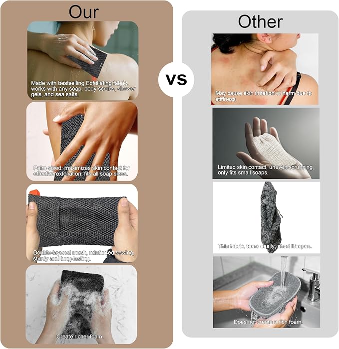 2 Pack Soap Bag Different Roughness Deep and Gentle, Bar Soap Pouch Saver Pocket - Image 6