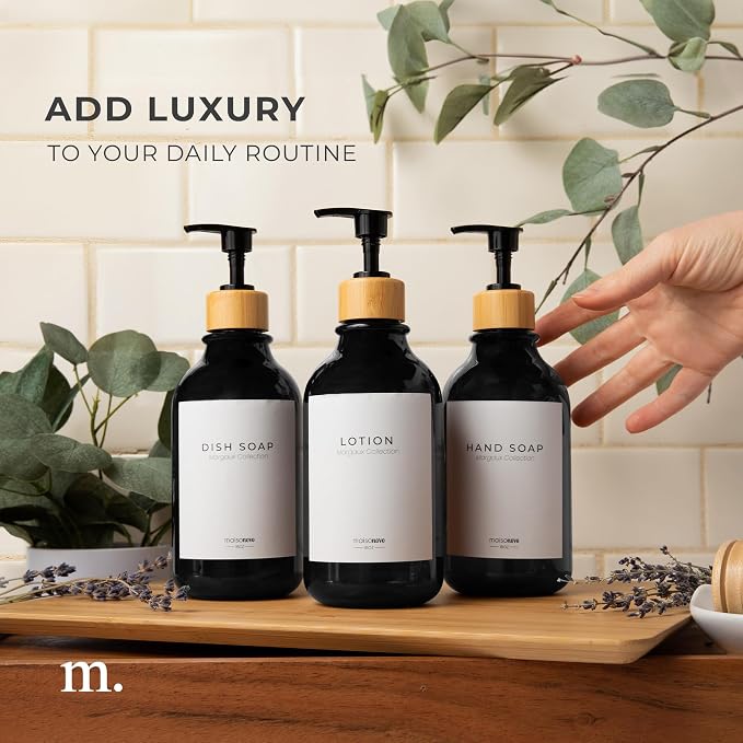 MaisoNovo Refillable Shampoo and Conditioner Bottles | 16.9 fl oz Set of 3 - Image 3