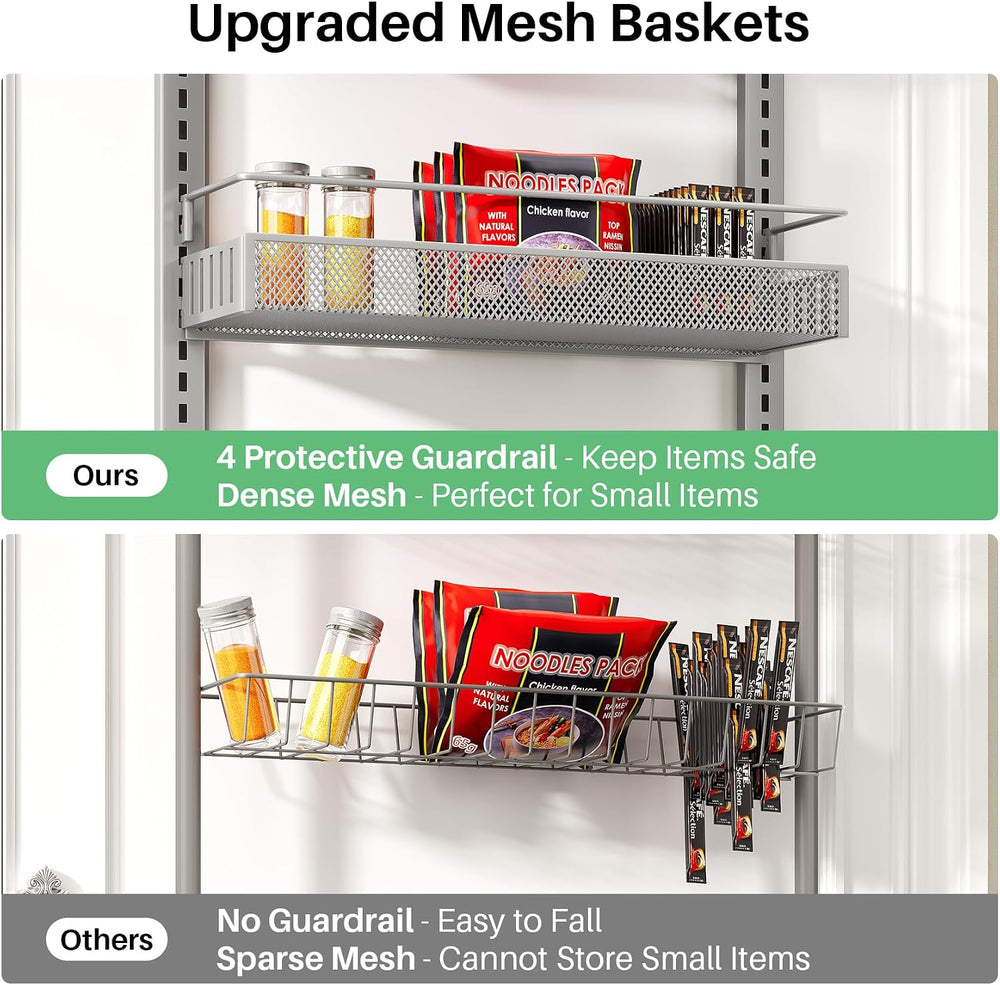 SNTD 8 Tiers Over the Door Organizer, 17" W x 6" D x 69" H, Grey