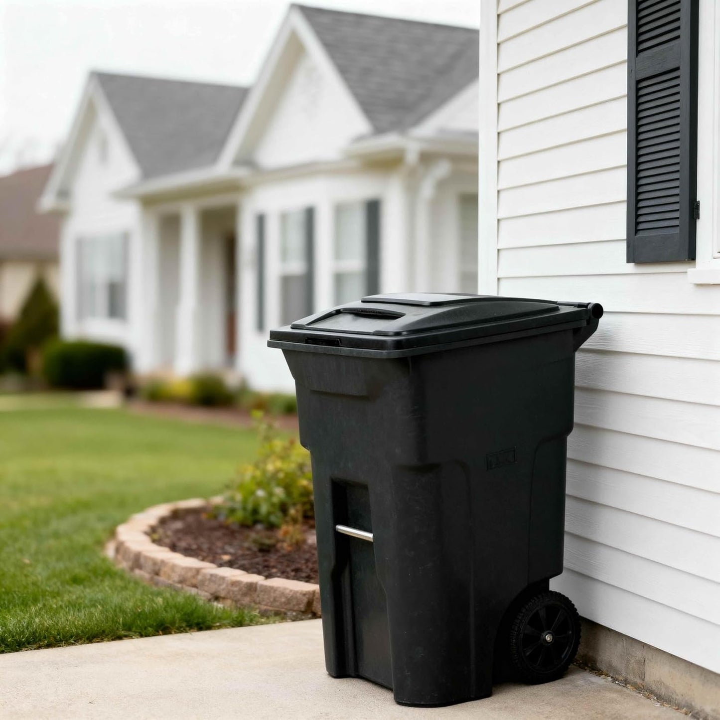 48 Gallon Garbage Cans Trash Cans With 2 Rugged Wheels Ergonomic Handle And Lid Heavy Duty Construction Built For Toughness And Maximum Impact Resistance Perfect For Both Indoor Or Outdoor Use