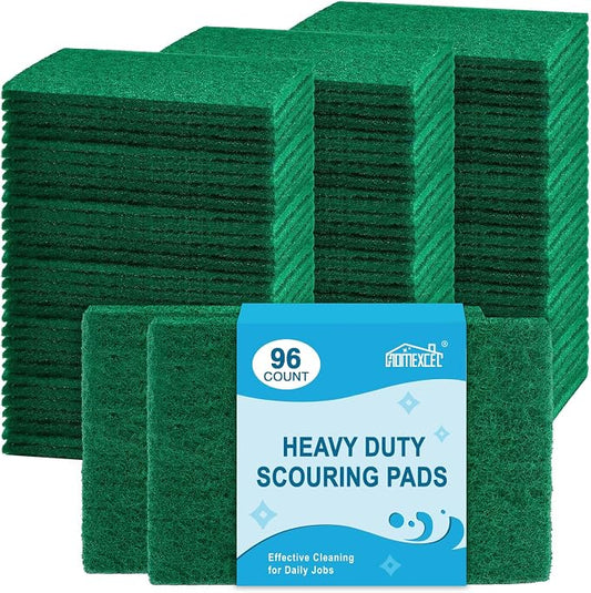 HOMEXCEL Heavy Duty Scouring Pad, 96 Pack Green Scrubbing Pads, Dish Scrubber by HOMEXCEL
