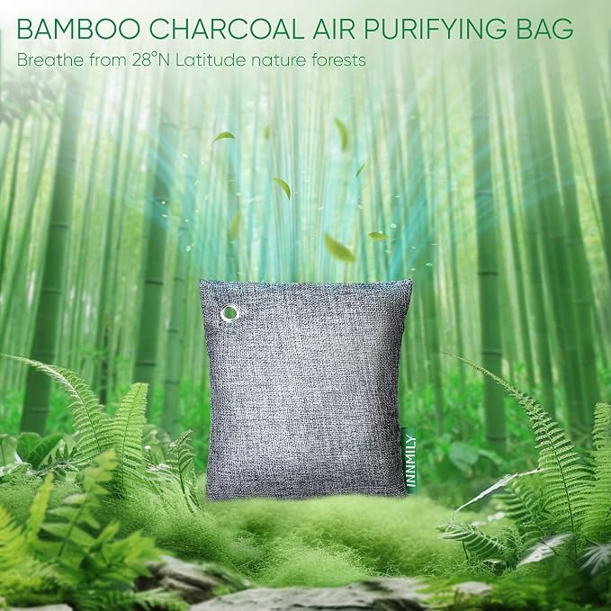 Activated Charcoal Odor Absorber, Large 4x500g w Hooks Nature Odor Eliminator - Image 2
