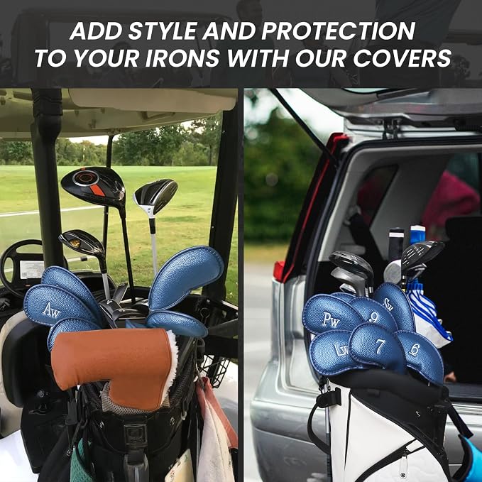 FINGER TEN Premium Synthetic Leather Stylish Iron & Wedge Golf Head Covers - Image 7