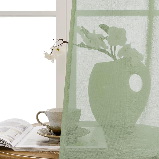 Tollpiz Short Sheer Door Curtains Closet Linen Textured Curtains Sheer Doorway - Image 9