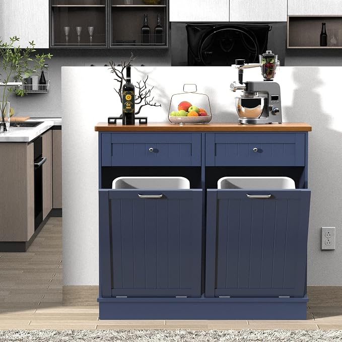 Betterhood Tilt Out Trash Cabinet 10 Gallon Wooden Free Standing Laundry Sorter - Image 2