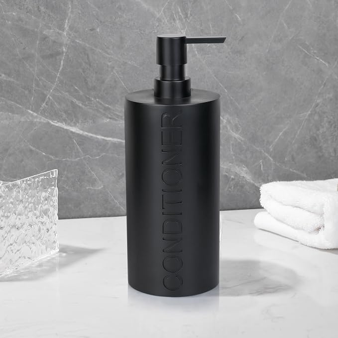 Matte Black Conditioner Dispenser Luxurious Refillable Pump Bottle - Image 6