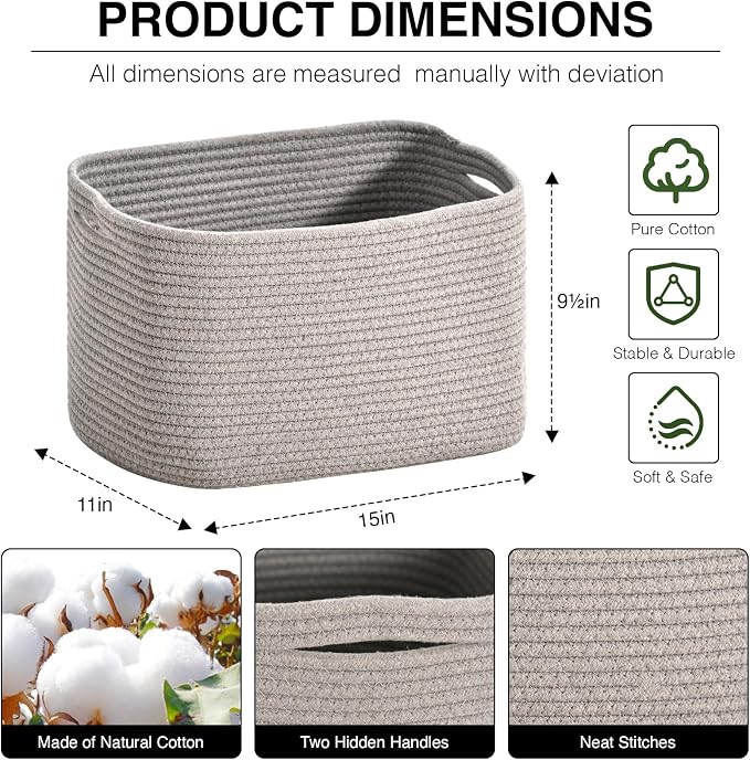 Woven Cotton Rope Storage Basket - Image 2
