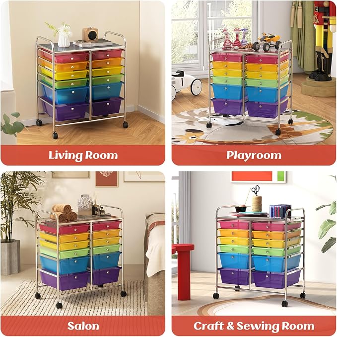 GOFLAME 12-Drawer Rolling Storage Cart, Mobile Utility Cart - Image 8