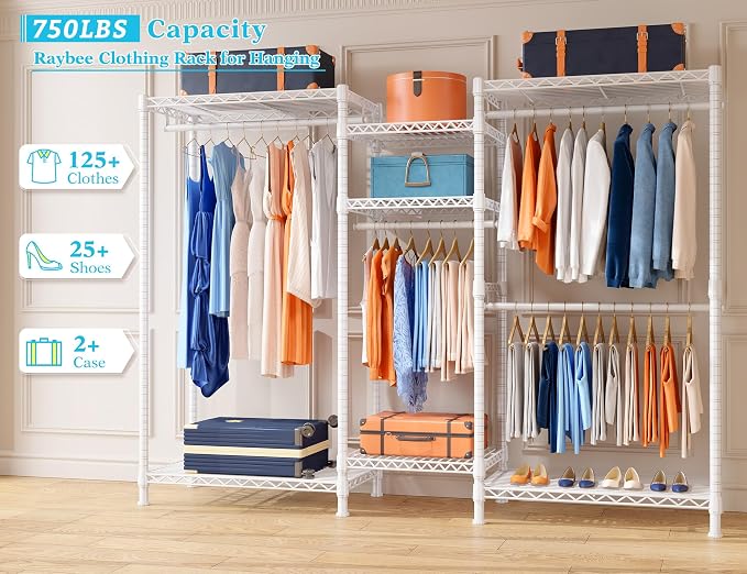 Raybee Clothing Racks for Hanging Clothes Heavy Duty Clothes Rack Load 750LBS - Image 2