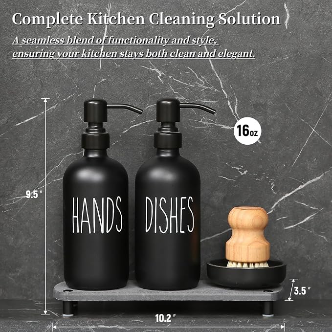 MOMEEMO Matte Black Soap Dispenser Set Comes - Image 2