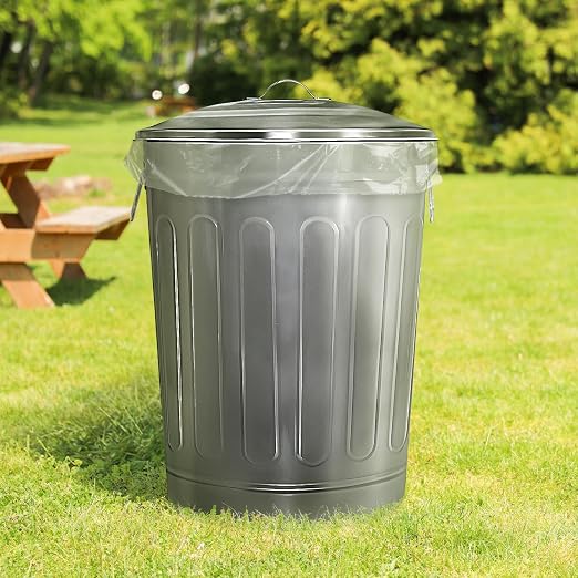 Plexon Round Trash Can 13 Gallon, Vintage Metal Outdoor Trash Can - Image 4