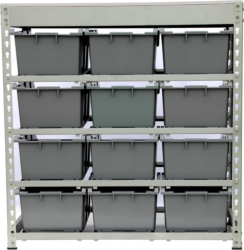 King's Rack Bin Rack Boltless Steel Storage System Organizer w/ 12 Plasti...