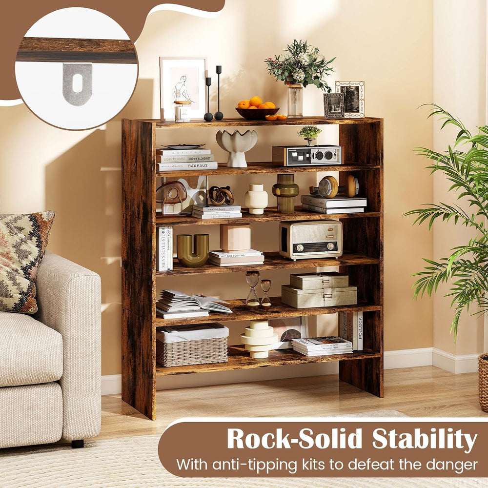 Tangkula 6-Tier Stackble Vertical Shoe Rack, Space Saving Wooden Corner Shoe ...