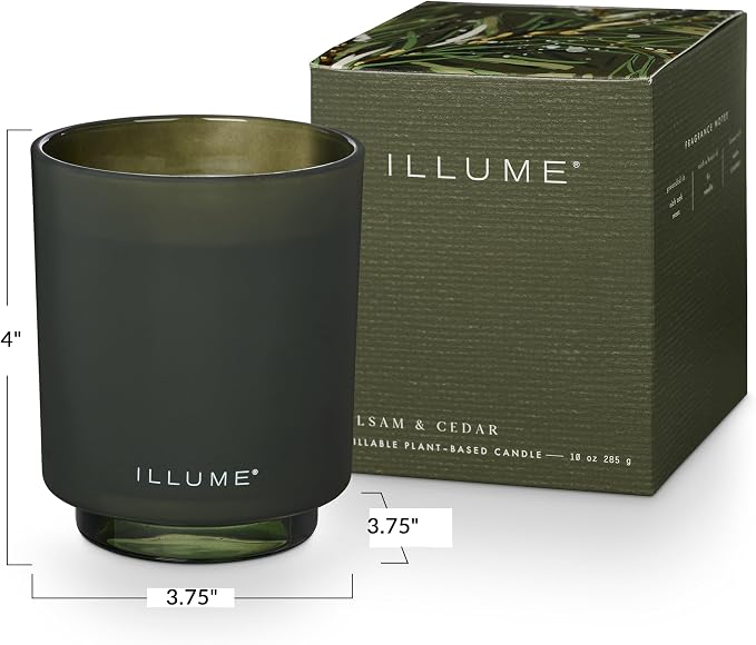 ILLUME Refillable Boxed Glass Candle, Balsam & Cedar - Image 3