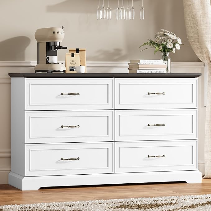 6 Drawer Dresser for Bedroom, Rustic Farmhouse Dresser by Thacuok