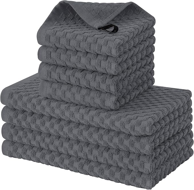 Fintale 100% Cotton Kitchen Towels and Dishcloths Set, 12 x 12 & 15 x 25 Inches by Fintale