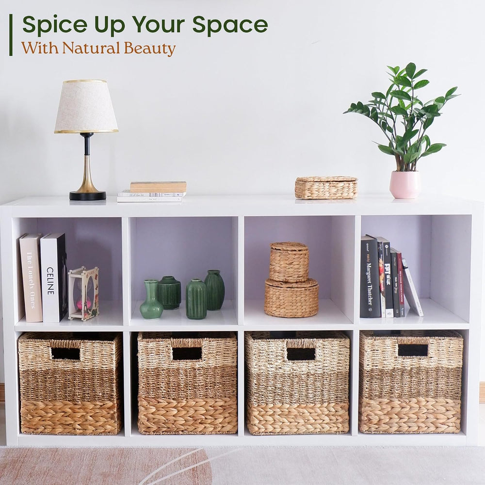 CHI AN HOME 12x12 Baskets for Cube Storage, Wicker Cube Storage Bins Set 4