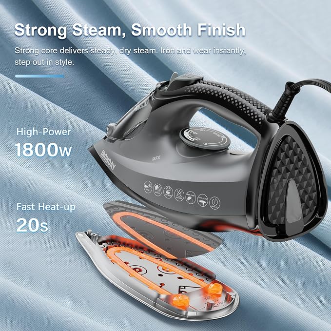 Steam Iron for Clothes, 1800W - Image 2