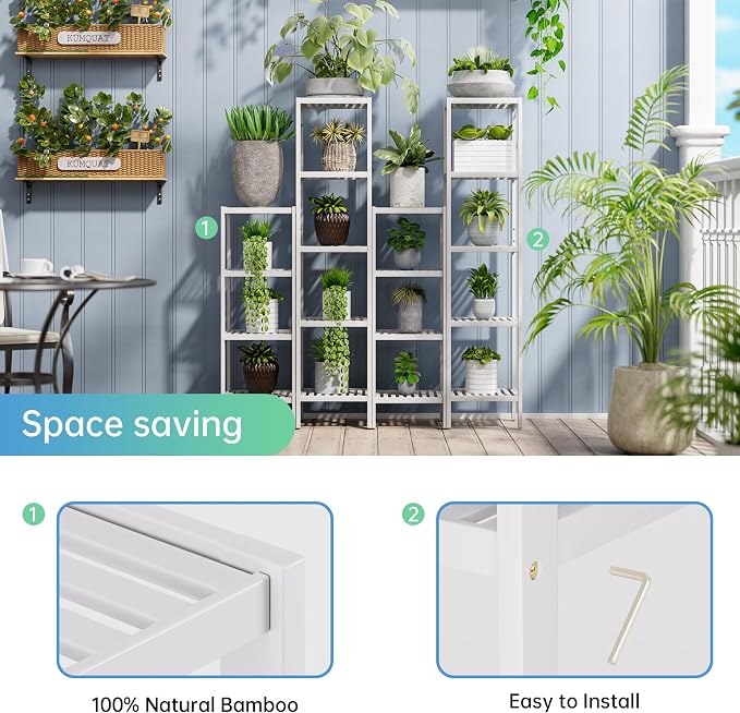SMIBUY Bathroom Storage Shelf, 5-Tier Bamboo Rack Organizer - Image 6