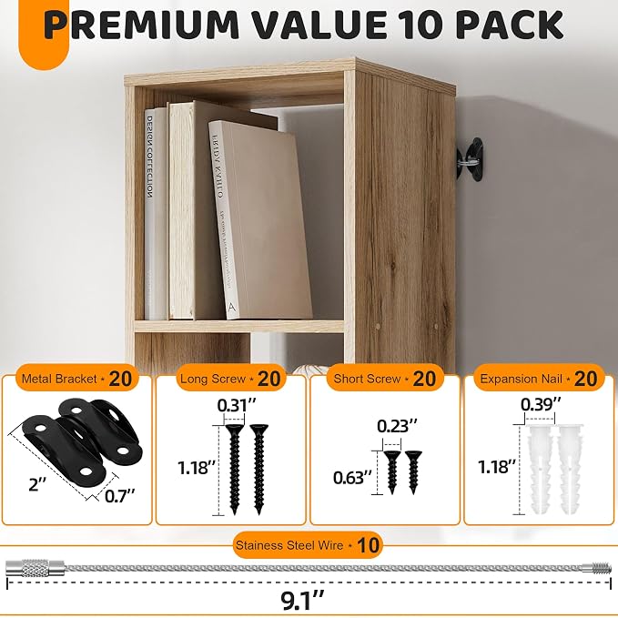 10 Pack Furniture Wall Anchors for Baby Proofing, Anti Tip Furniture Anchors - Image 6