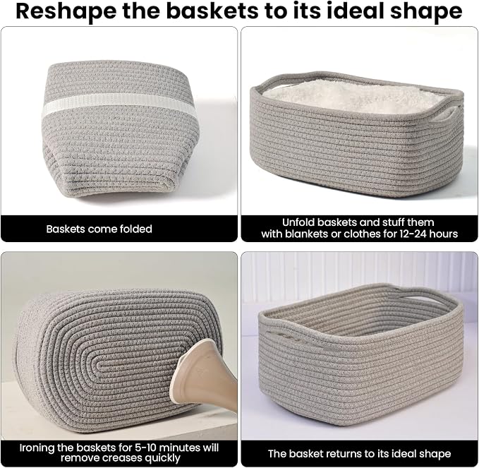 Small Grey Baskets for Organizing, Woven Baskets for Storage, Small Organizer - Image 7