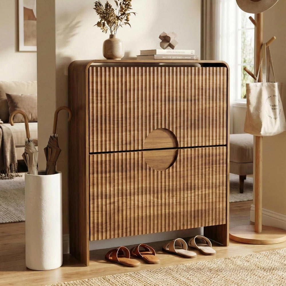 Slim Shoe Storage Cabinet for Entryway, Narrow Shoe Cabinet with 2 Tier Flip ...