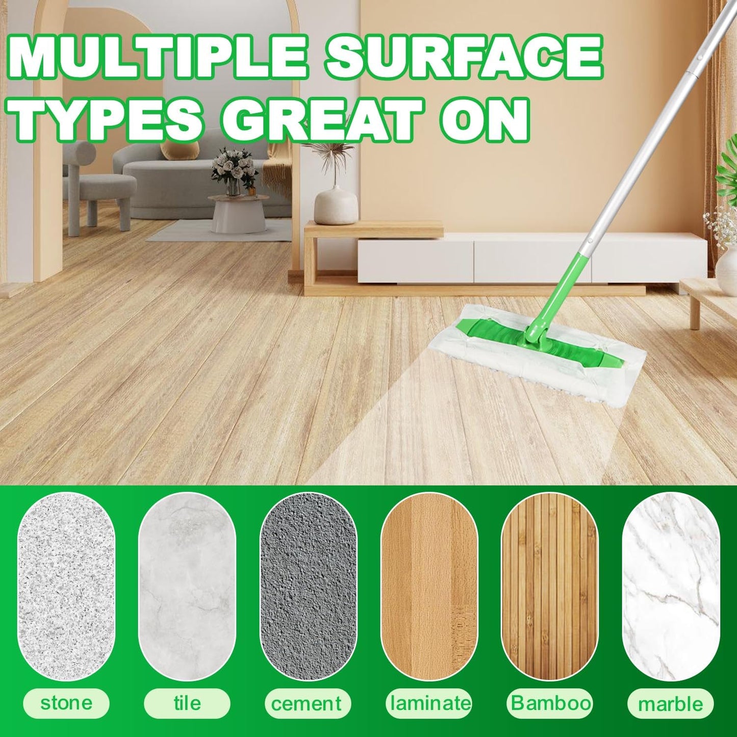 Heavy Duty Dry Sweeping Cloths Pads for Sweeper Mop, Disposable Microfiber Duster Mop Pads Refills for Cleaning Hardwood Floor Dust and Pet Hair, 30 Count