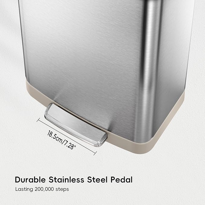 EKO Hudson Matte Stainless 75 Liter/20 Gallon Step Trash Can - Image 6