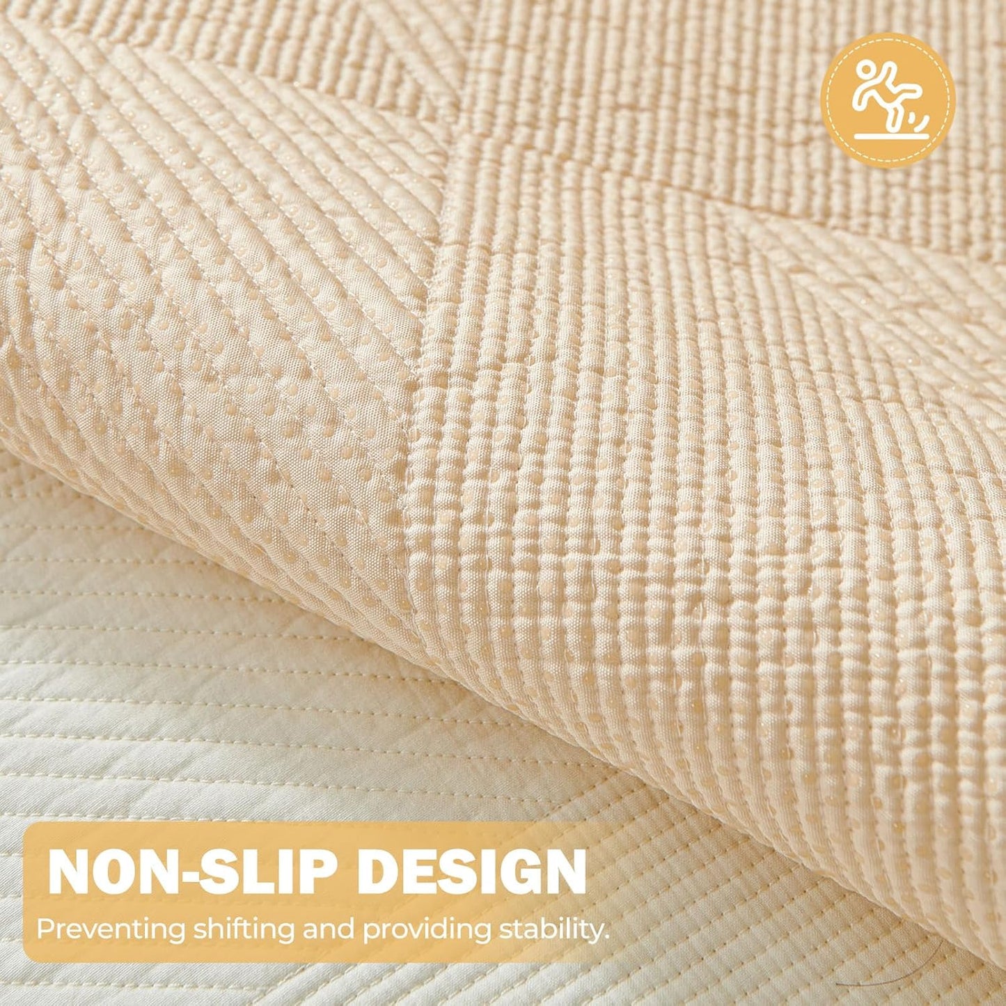 vctops Cotton Quilted Couch Cover for Dogs Washable, Non Slip Sectional Sofa Cover, Farmhouse Sofa Slipcovers for 3 Cushion Couch Sofa L Shaped Recliner, Furniture Protector Covers (Cream,36"x63")