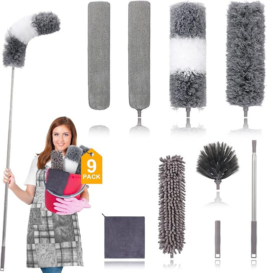 Microfiber Duster for Cleaning Fan, High Ceiling, Reusable Bendable Washable by DEEHYO