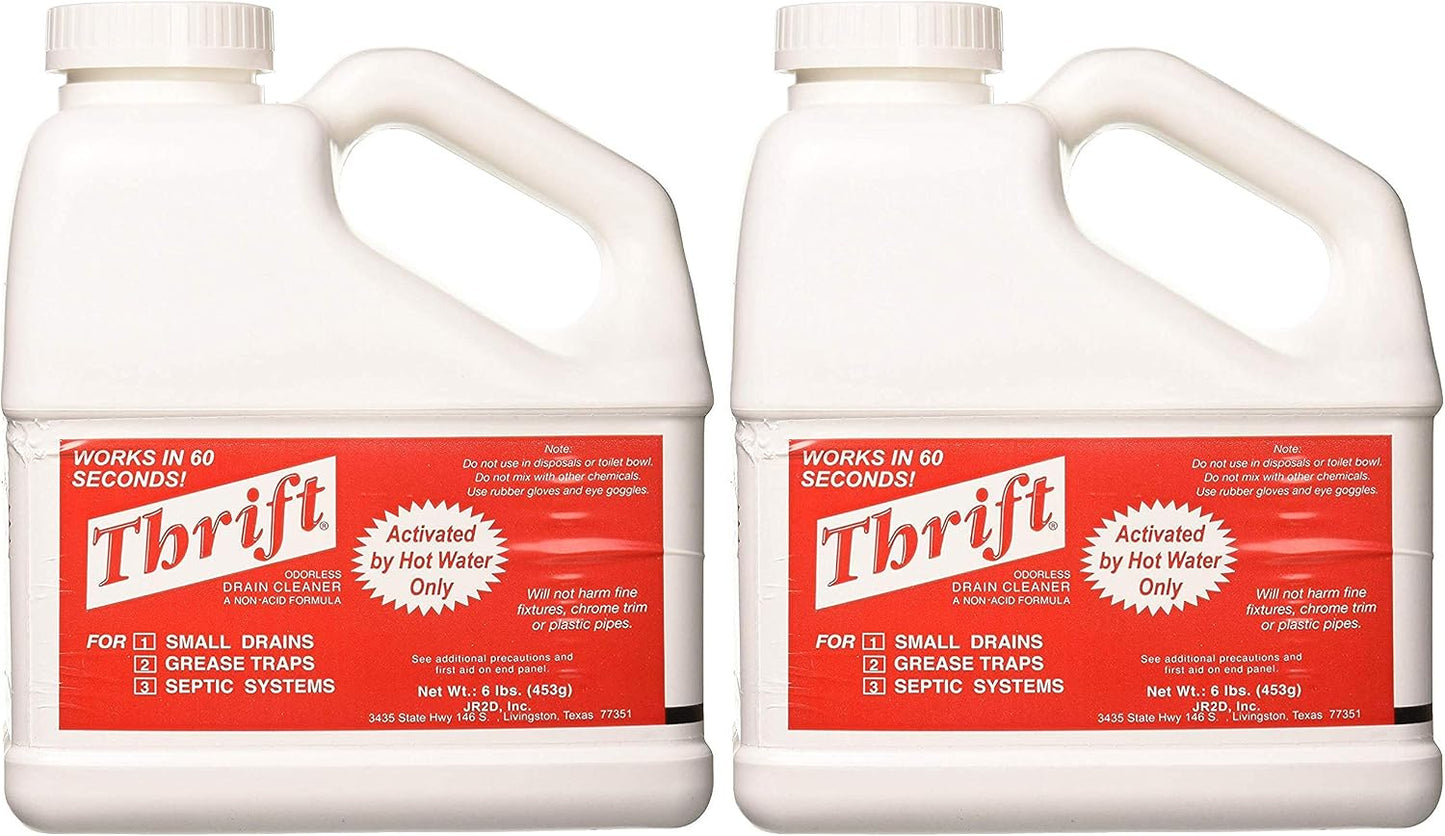 THRIFT FBA_T-600 T-600 Alkaline Based 6 lb. Granular Drain Cleaner, White (Тwо Расk)