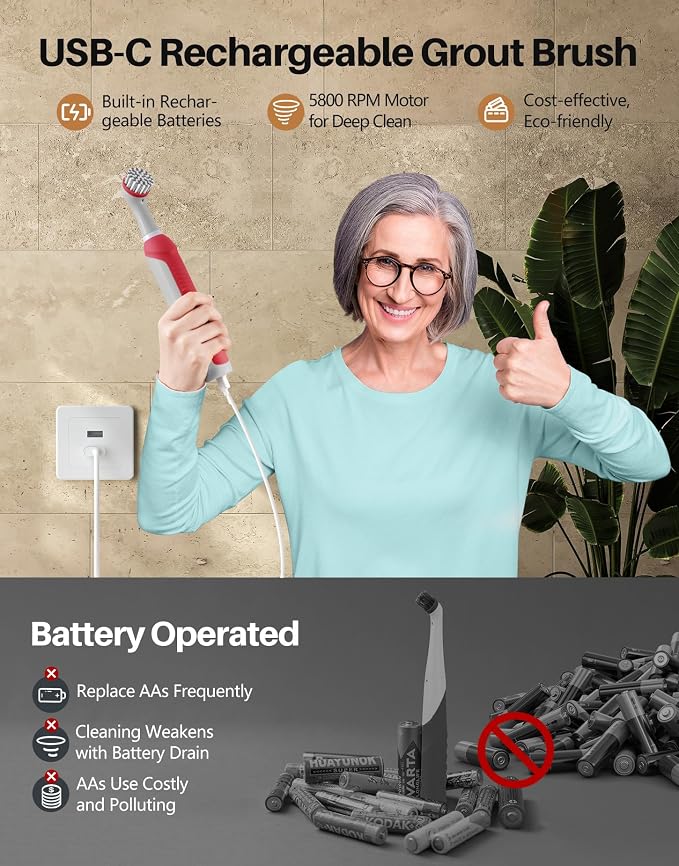 kHelfer Rechargeable Electric Grout Brush - Image 2