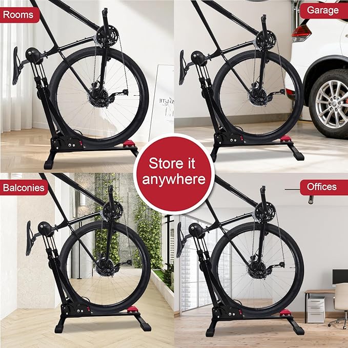 Heavy-Duty Floor Bike Stand, Freestanding Bicycle Storage Rack, Adjustable Dual - Image 4