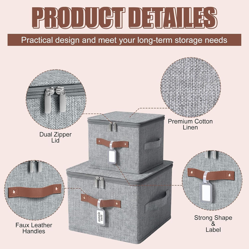 6 Pack Fabric Closet Storage Bins with Lids, 10×8×7 in, Gray