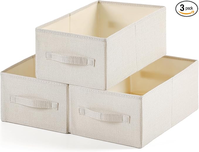 Linen Folding Storage Bins, 3 Pack Large Storage Baskets, Clothing Storage Bins by Unknown