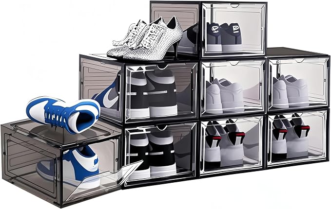 8 Pack Shoes Box Display Case Thicken Shoe Organizer Stackable Boxes by DAYOOH
