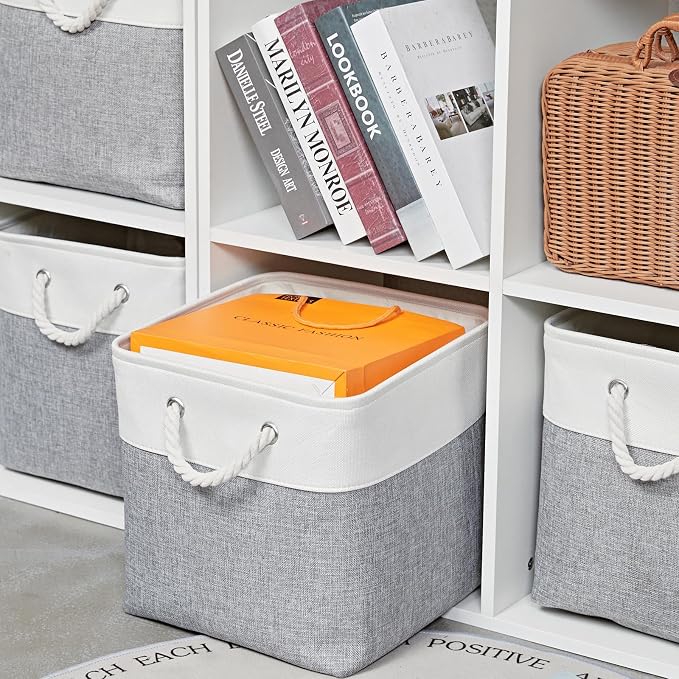 12 x 12 Inch Cube Storage Bins, 6 Pack Large Collapsible Fabric Storage Bin