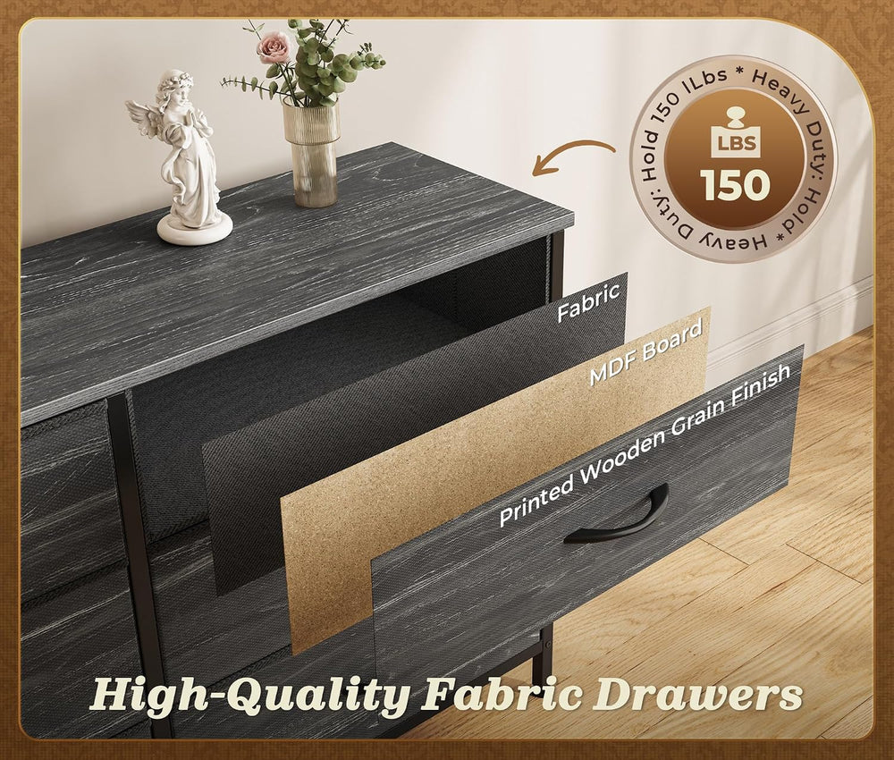 Huuger 78.7 inch Long Dresser for Bedroom, 15 Drawer Fabric Dresser for Close...