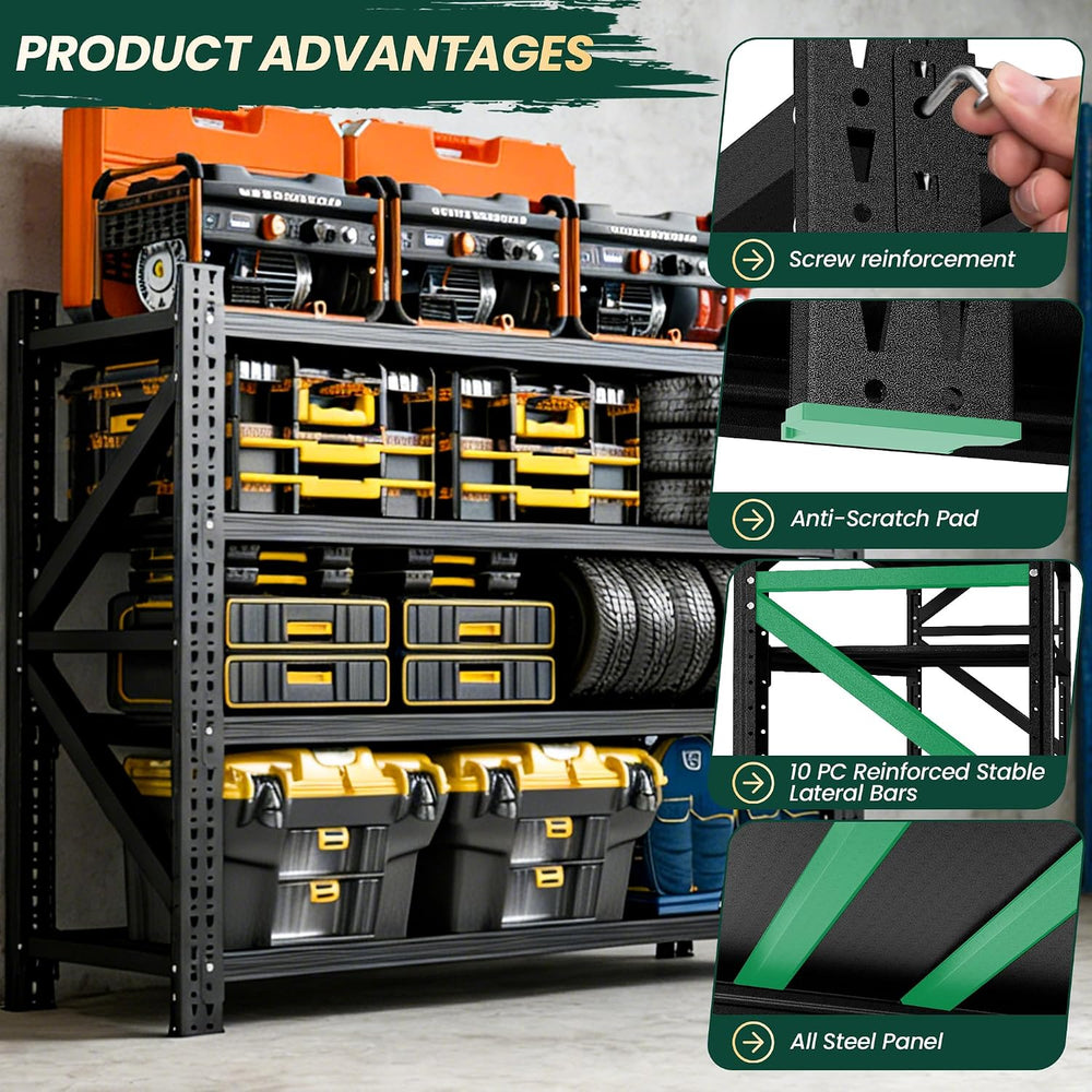 Heavy Duty Garage Storage Shelves 8000LBS Capacity, 67" Wide Metal Shelv...