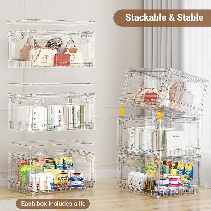 BROVIEW Clear Stackable Storage Drawers, Open Front Large Plastic Storage Bins - Image 7