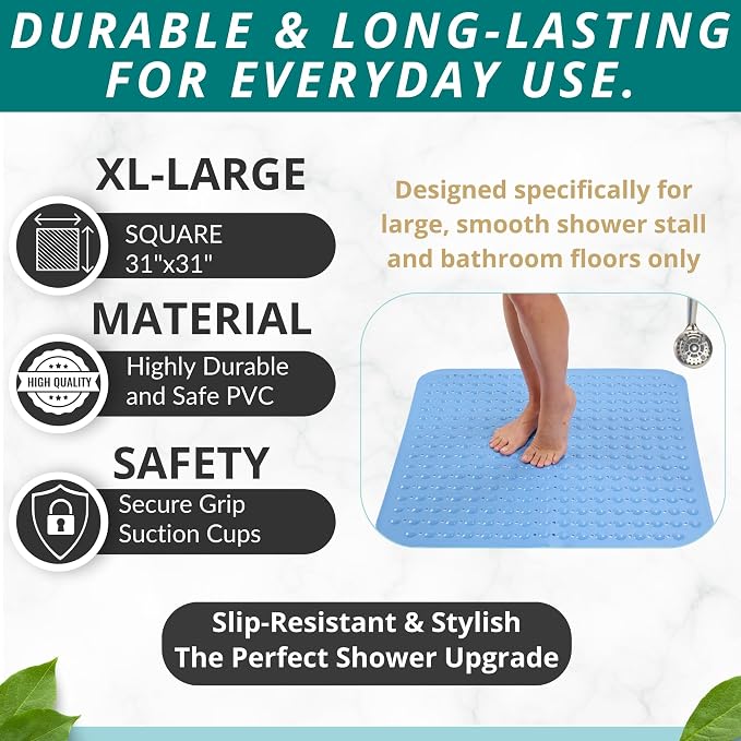 ENKOSI Extra Large Square Non Slip Shower Mat - Image 3