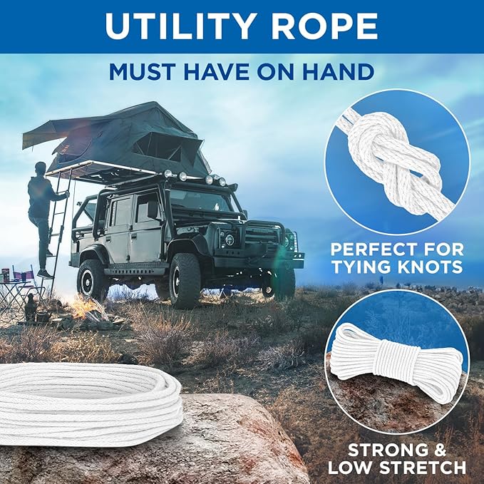 TECEUM Cotton Rope 3/16” – 100 FT – Strong All-Purpose Braided Rope – Natural - Image 6