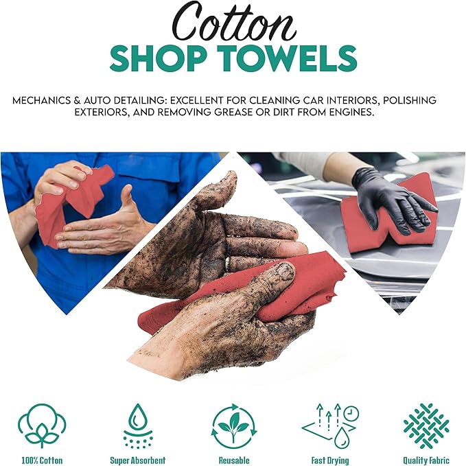 ZUPERIA Cotton Shop Towel – Multipurpose Cleaning Cloths Reusable Shop Rags - Image 5