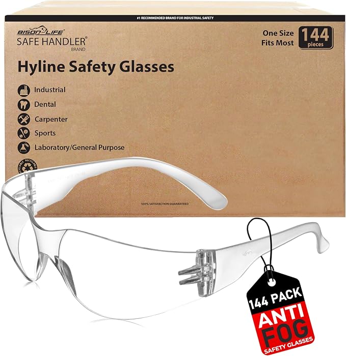 SAFE HANDLER Hyline Anti-Fog Color Safety Glasses Variety, Impact Resistant by BisonLife