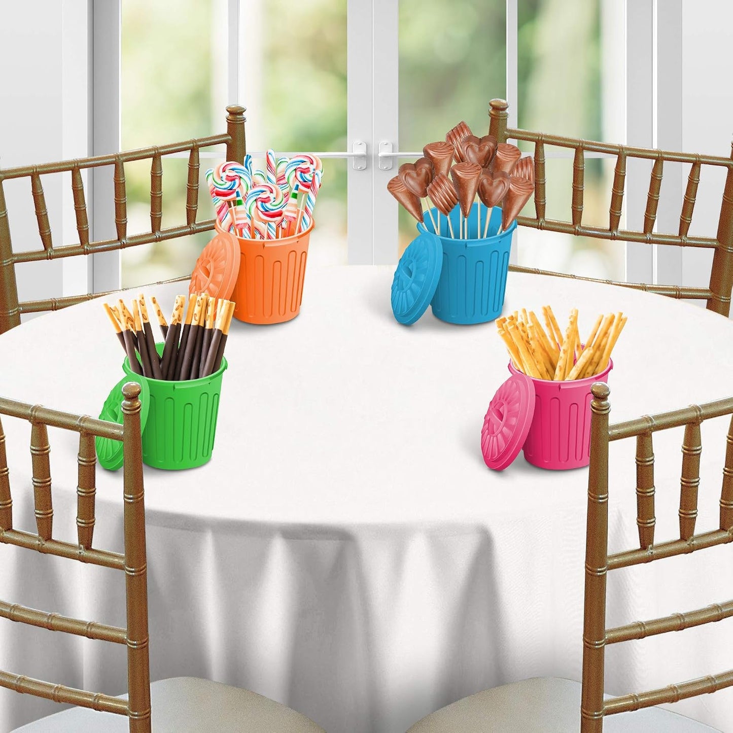 ArtCreativity 12 Pack Mini Trash Cans, 4.5 Inch Toy Garbage Party Favors