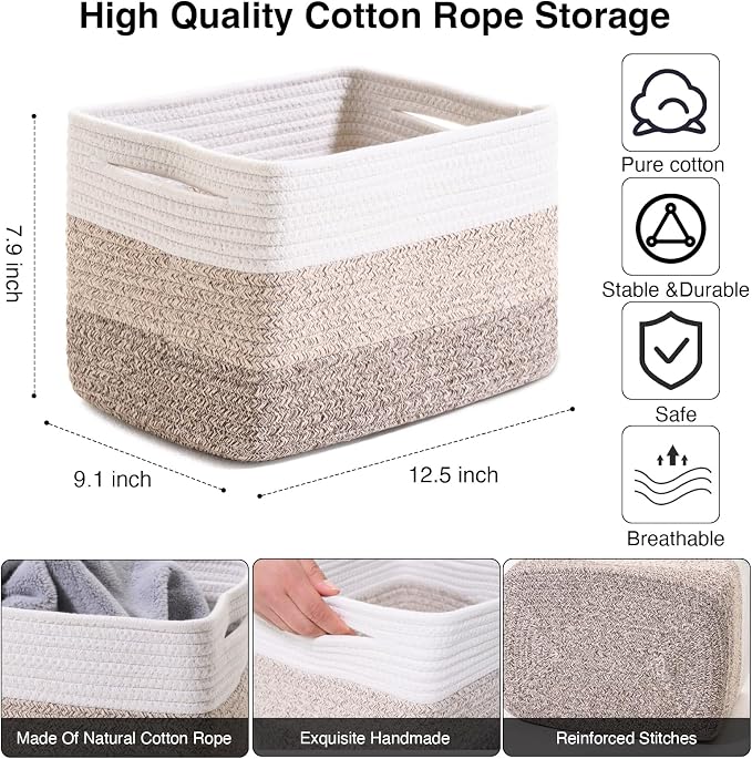 Shelf Baskets for Organizing, Storage Baskets for Shelves, Woven Baskets for - Image 3