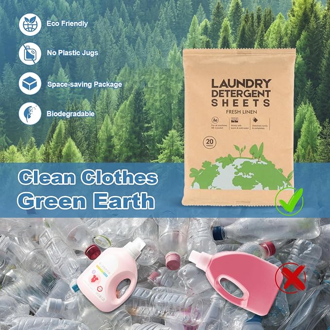 Laundry Detergent Sheet, Eco-Friendly & Hypoallergenic Wash Strips, Natural - Image 6