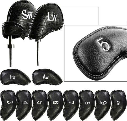 FINGER TEN Premium Synthetic Leather Stylish Iron & Wedge Golf Head Covers by FINGERTENSport