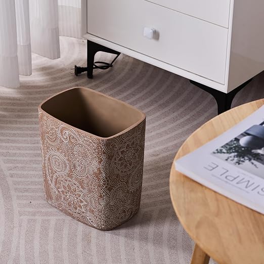 Polytree Boho Flowers Bathroom Trash Can 1.8 Gallon Small Kitchen Garbage Can - Image 3